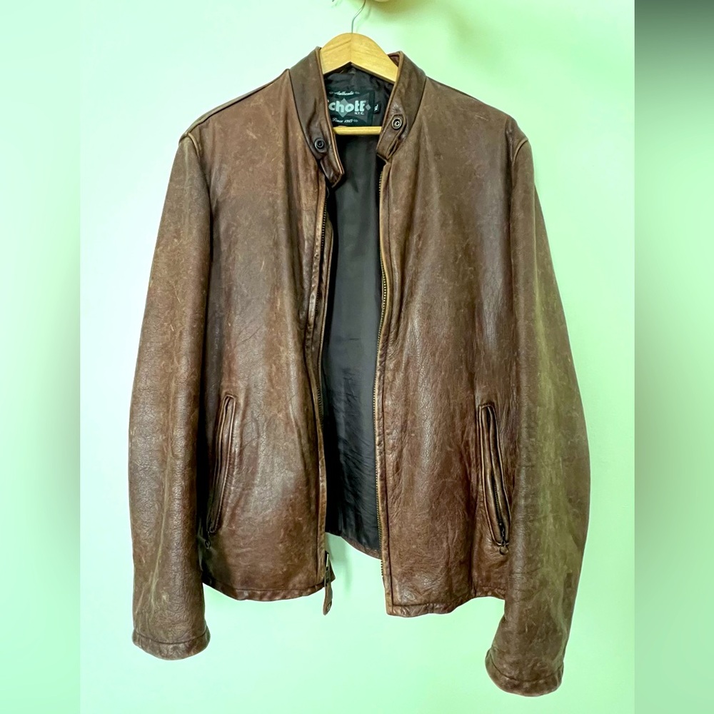 Schott NYC Cafe Racer Leather Jacket 654VN
